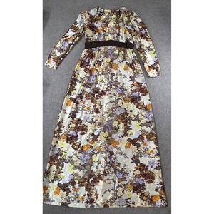 Vintage Leslie Fay S Floral Maxi Dress Cottage Empire Waist Babydoll Fairy Boho